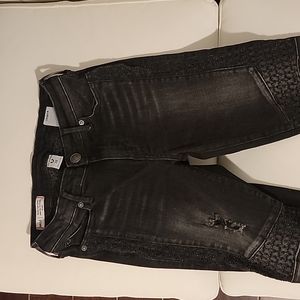 True Religion Halle Mid Rise Super Skinny Moto Black Jeans